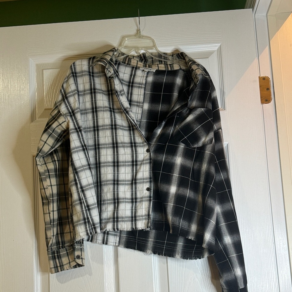 Fate Monochrome Plaid Shirt slightly cropped